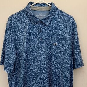 Vineyard Vines Men's Performance Polo Size Large Blue Floral